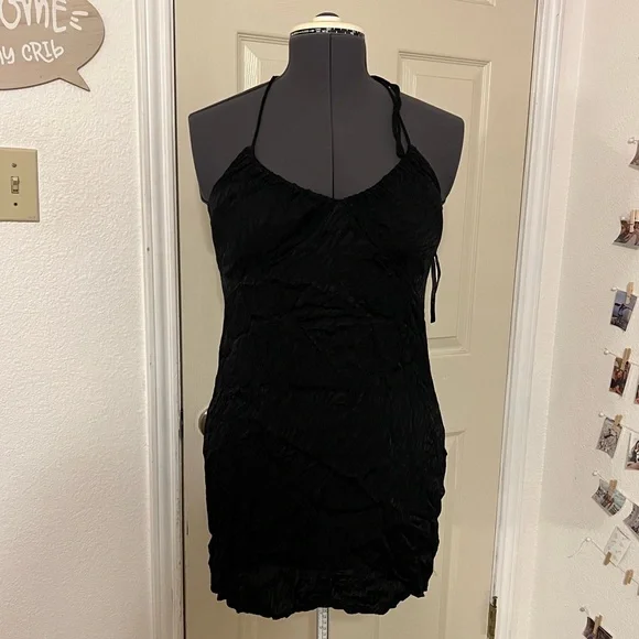 black mini dress motel rocks Black Halter Neck Mini Dress